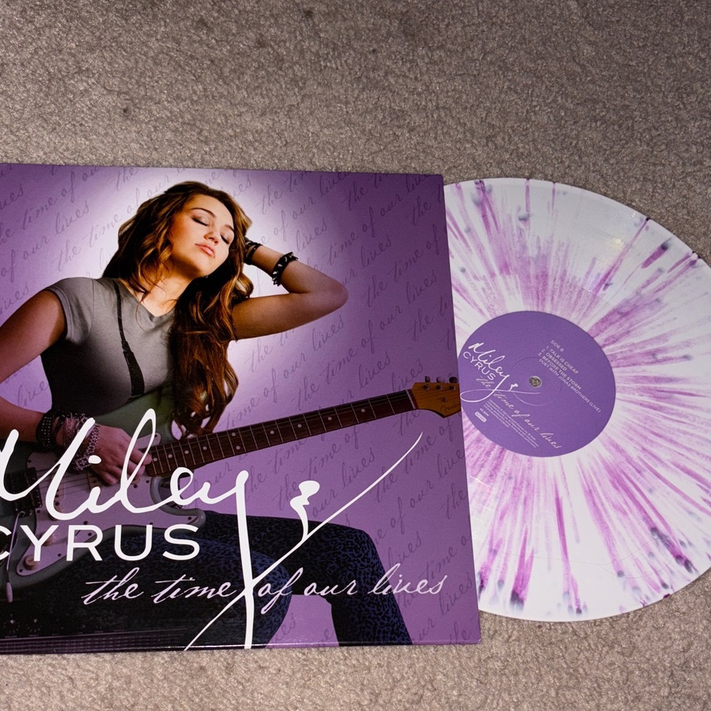 Miley Cyrus Rare UO Exclusive Vinyl Record with Purple and White Spin